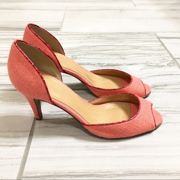 J. Crew Classic Coral Tweed Peep Toe Pumps 7 - Picture 4 of 8